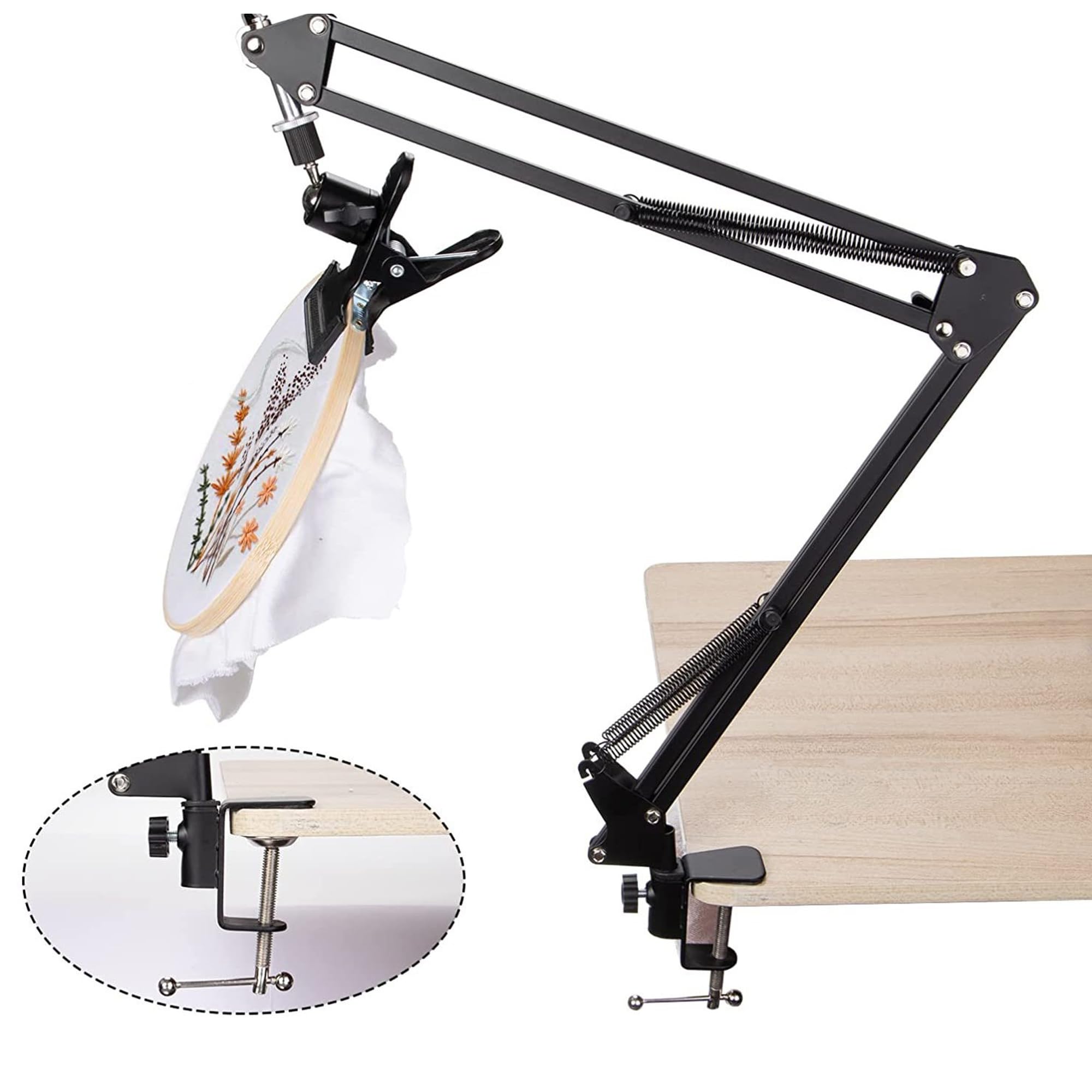 WDEC Embroidery Table Stand Kit, Instruction Manual Clip, Hand Embroidery Stand Lap Folding Cross, Adjustable Metal Embroidery Hoop Stand, 360 Rotated Embroider Holder Stands for Embroidery Hoops - Image 4