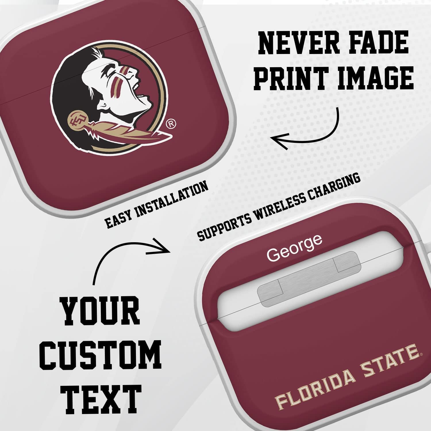 Affinity Bands Florida State Seminoles HDX Custom Name Case Cover Compatible with Apple AirPods Gen 3 (Classic)