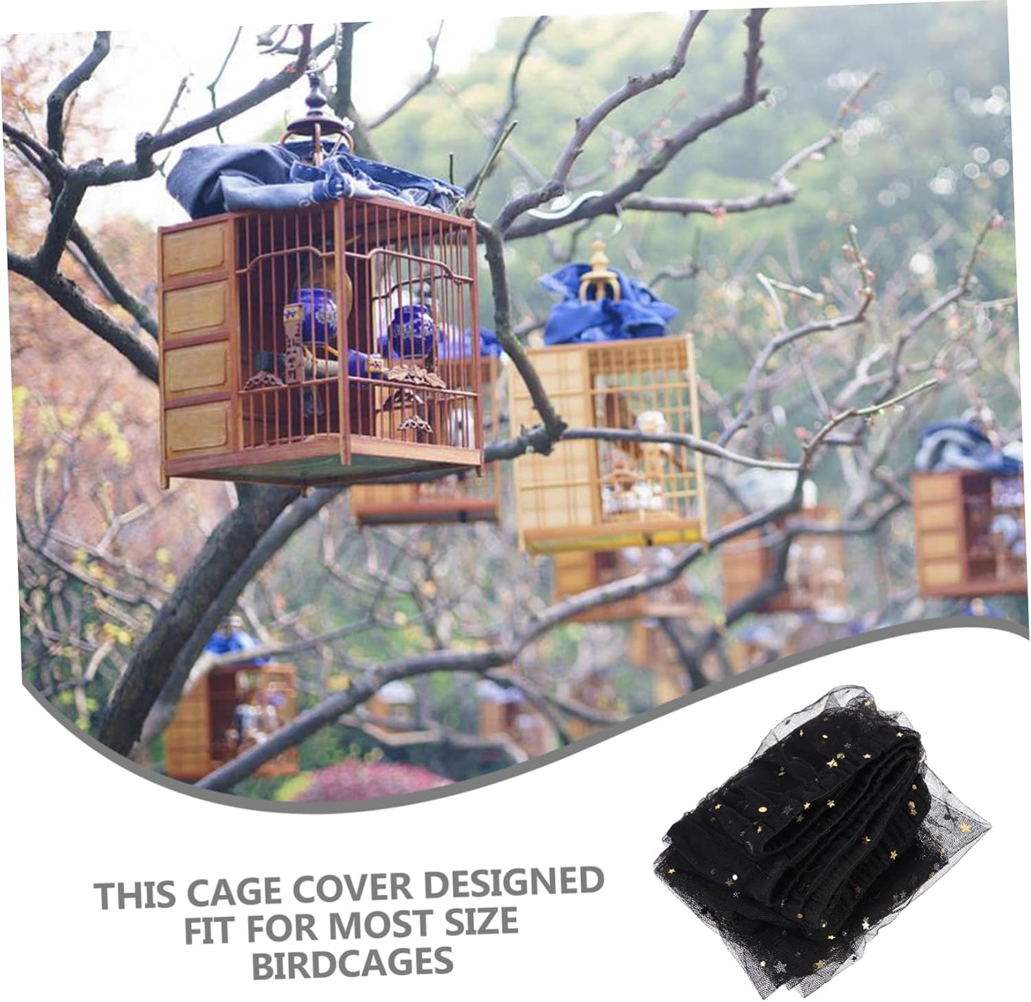 COLLBATH Birdcage Netting Birdcage Cover Birdcage Dust Cover Birdcage Accessories 35x46cm for Birdcages Black