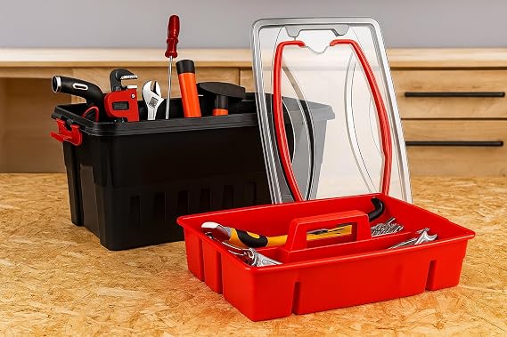 BH | Plastic Tool Box | 15 Litres | Durable Carry Handle | DIY | Compartment | Multi Purpose | Perfect for Small Tools, Screws, Accessories, For Engineers, Workshops and Tool Storage - by Best House