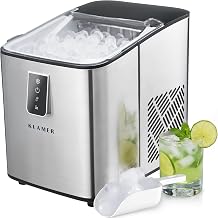 KLAMER Stainless Steel Ice Cube Machine, 12 kg/24 Hours, 8 Cubes in 8 Minutes 1 | Low-noise compressor, transparent lid, ice scoop, level indicator, touch display