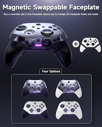 EasySMX X10 Wireless PC Controller with Dual Hall Effect, Bluetooth Controller for PC/Switch/Steam/Android TV, Mobile - Include a White Swappable Faceplate, Compatible with Black Myth: Wukong