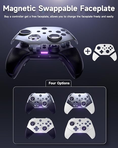 EasySMX X10 Wireless PC Controller with Dual Hall Effect, Bluetooth Controller for PC/Switch/Steam/Android TV, Mobile - Include a White Swappable Faceplate, Compatible with Black Myth: Wukong