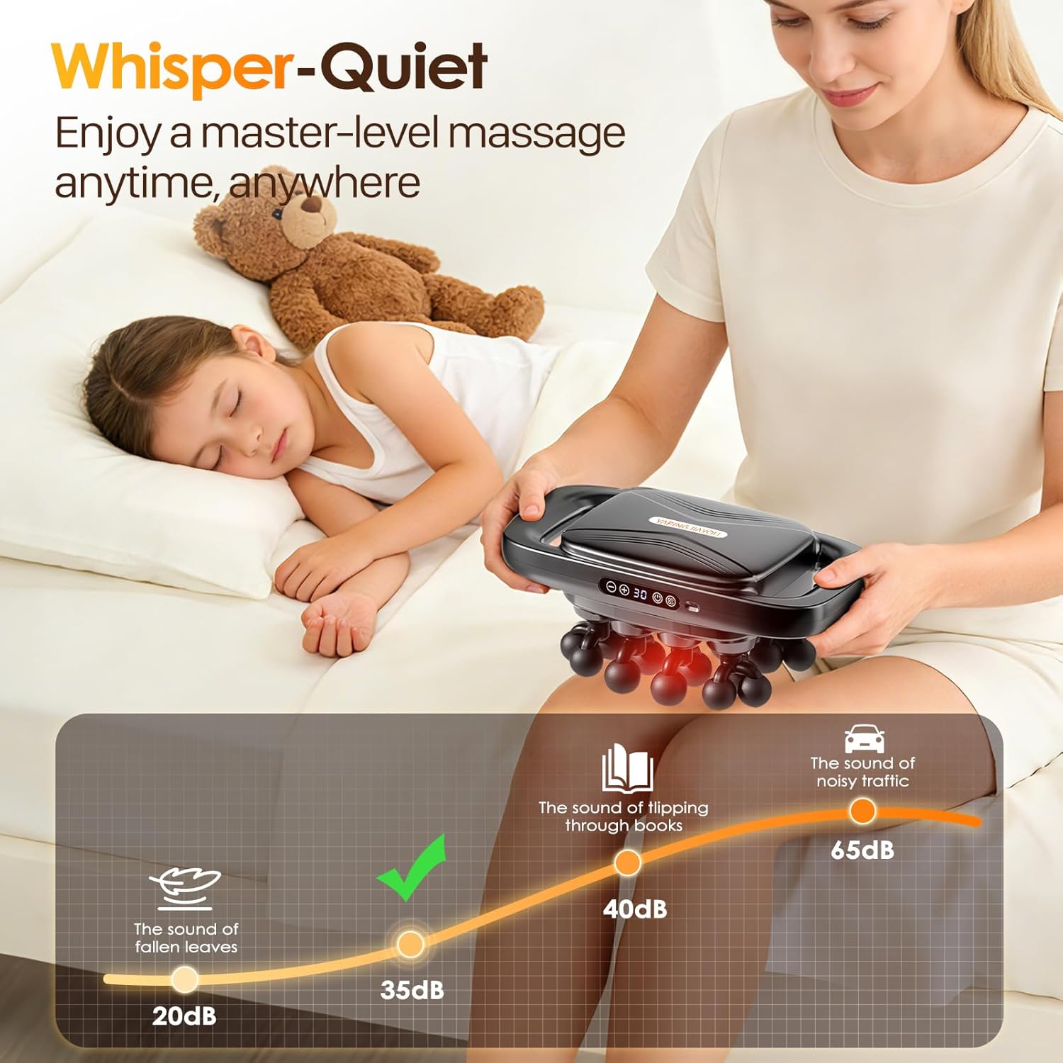 20-Head Massage Gun Set, Deep Tissue Percussion Massager with 3 Modes & 30 Intensities, Muscle Massager Pain Relief Portable Massage Gun for Back/Legs/Waists (Black, 20-Head) - Image 3