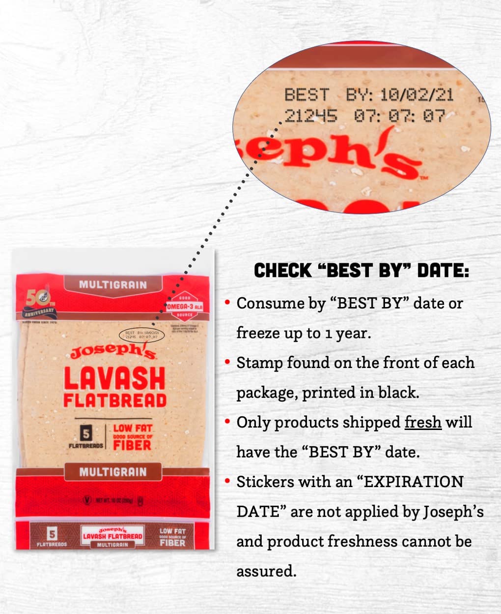 Joseph's Lavash Bread Value 6-Pack, Multigrain, Reduced Carb, Low Fat and Good Source of Fiber (5 Flatbreads per Pack, 30 Total), Fresh Baked