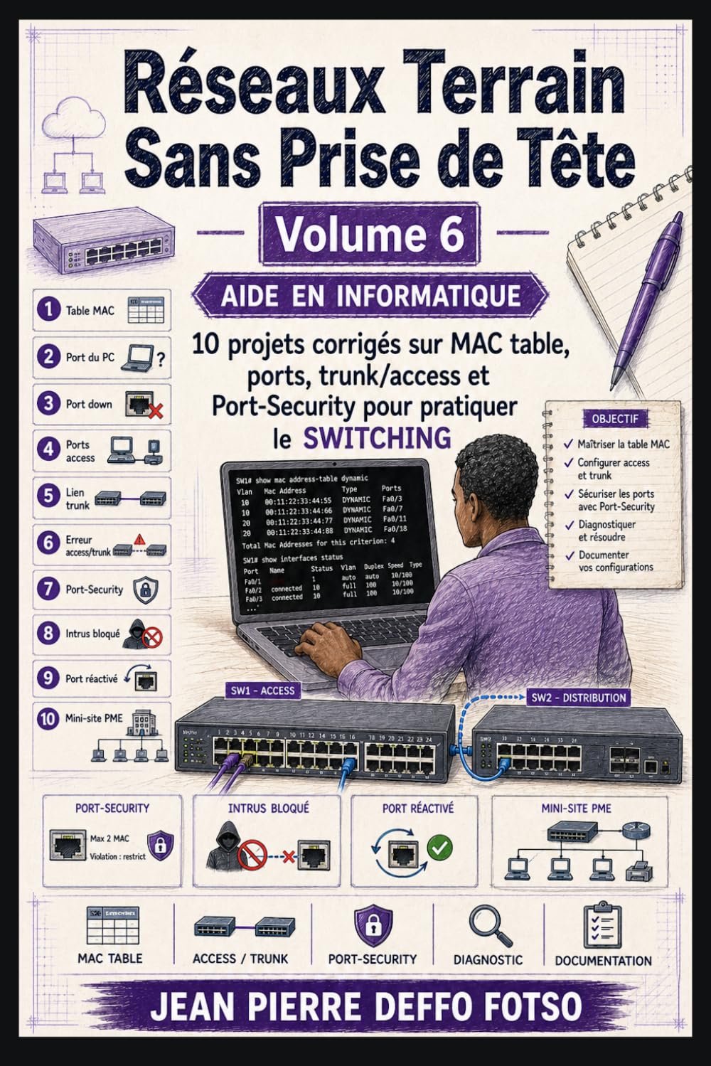 Réseaux Terrain Sans Prise de Tête Volume 6: 10 projets corrigés sur MAC table, ports, trunk/access et Port-Security pour pratiquer le SWITCHING (Admin Réseaux Sans Prise de Tête De Junior à Senior)