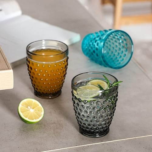 Miniatura 7 de G Hobnail - Juego de 6 vasos de 10.25 onzas para bebidas heladas, estilo vintage, de primera calidad, para refrescos, jugo de soda, agua de whisky,