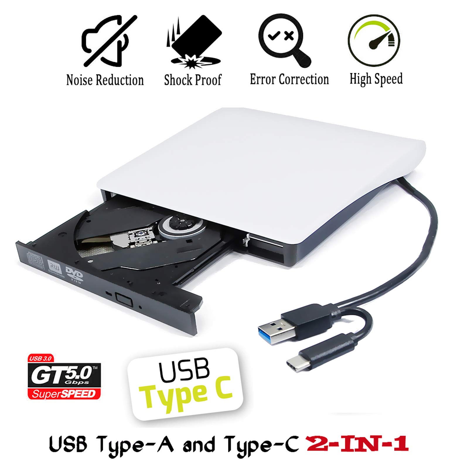 Amazon.com: USB 3.0 & USB-C External DVD CD Player Optical Drive