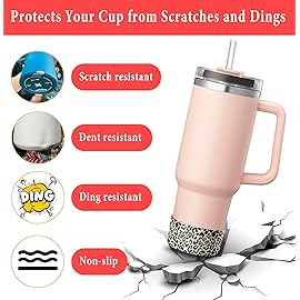 KTKUDY 2Pcs Silicone Boot for Stanley Quencher Tumbler H2.0 30 oz 40 oz & IceFlow 20 oz 30 oz & Intended for Hydro Flask Water Bottle 12-24 oz - Cup Bottom Accessories Fits Stanley Cup, Leopard