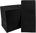 100 Pack Linen-Feel Black Napkins Disposable Guest Paper Napkins Hand Towels for Bathroom Soft Absorbent Paper Napkins Everyday Kitchen Dinner Cocktail Party Wedding