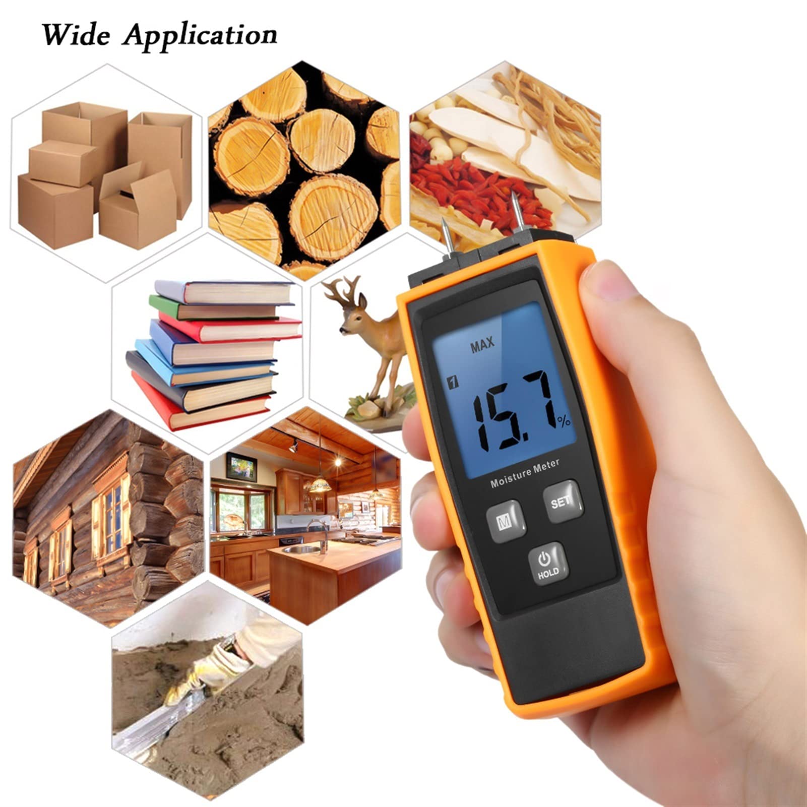 Medidor de Humedad, Medidor de humedad LCD madera Detector Higrómetro for Drywall