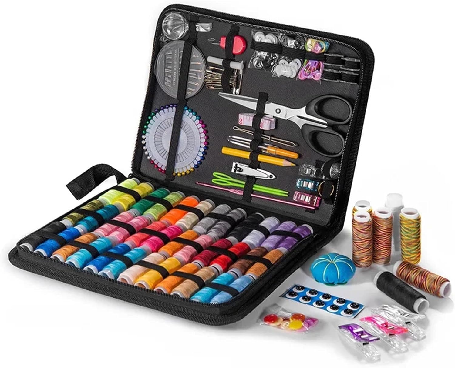 Sewing Thread 2Set Sewing Kit Complete Set with Threads Needles Scissors Tape Measure Buttons and More for DIY Handcraft Projects Home and Travel