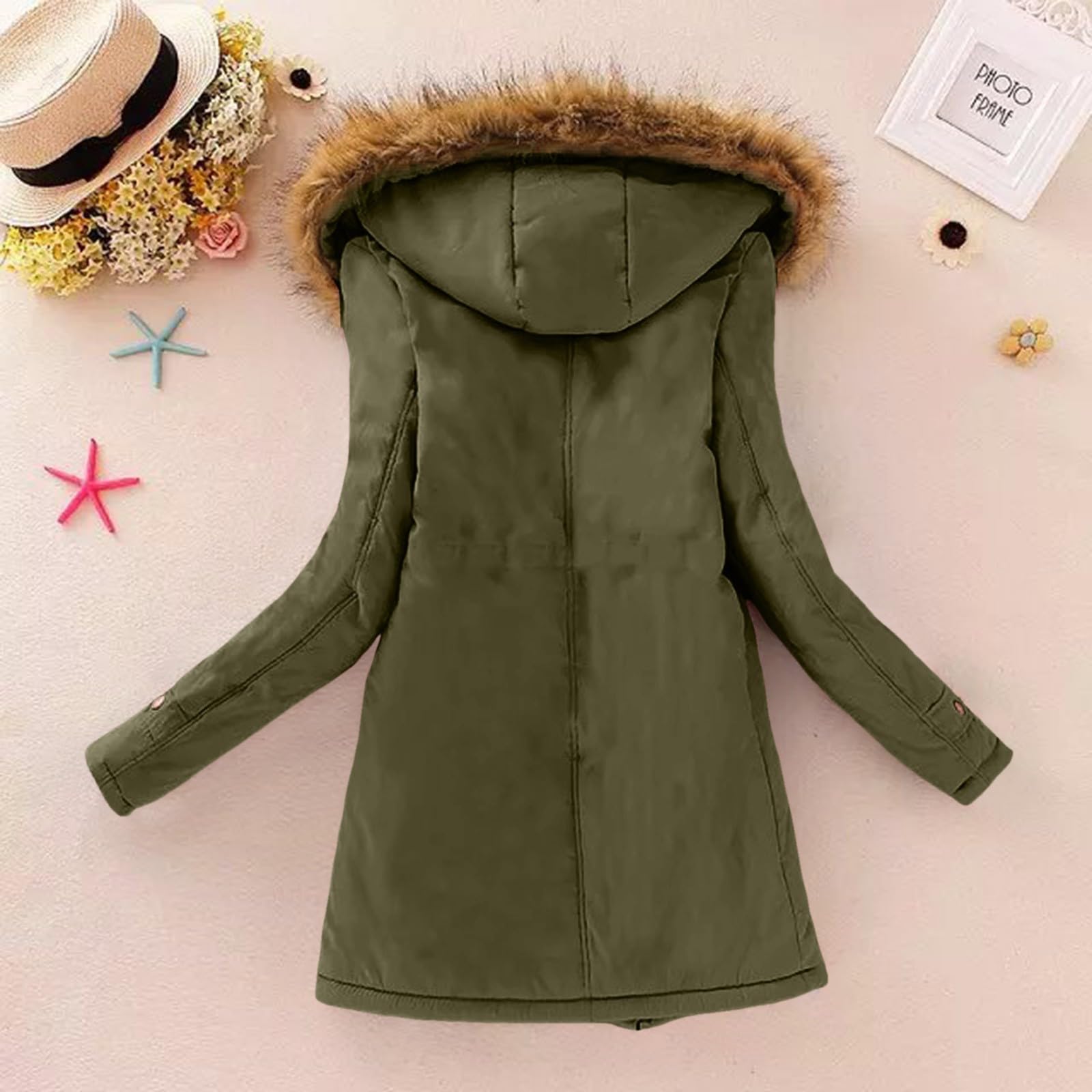 Generisch Abrigos de invierno para mujer, talla grande, forro polar acolchado, chaqueta con capucha gruesa con cremallera y ropa exterior acolchada