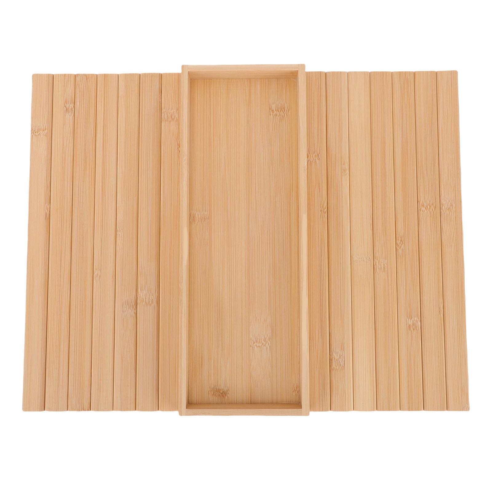 Bandeja plegable de bambú para sofá, soporte para tazas, antideslizante, mesa auxiliar para mandos a distancia Drin Boo (color madera)