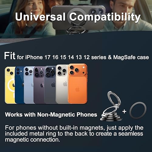 Miniatura 7 de Magsafe - Soporte magnético para teléfono de coche al vacío ultra delgado para iPhone 17 16 15 Pro Max Air, soporte de teléfono compacto con