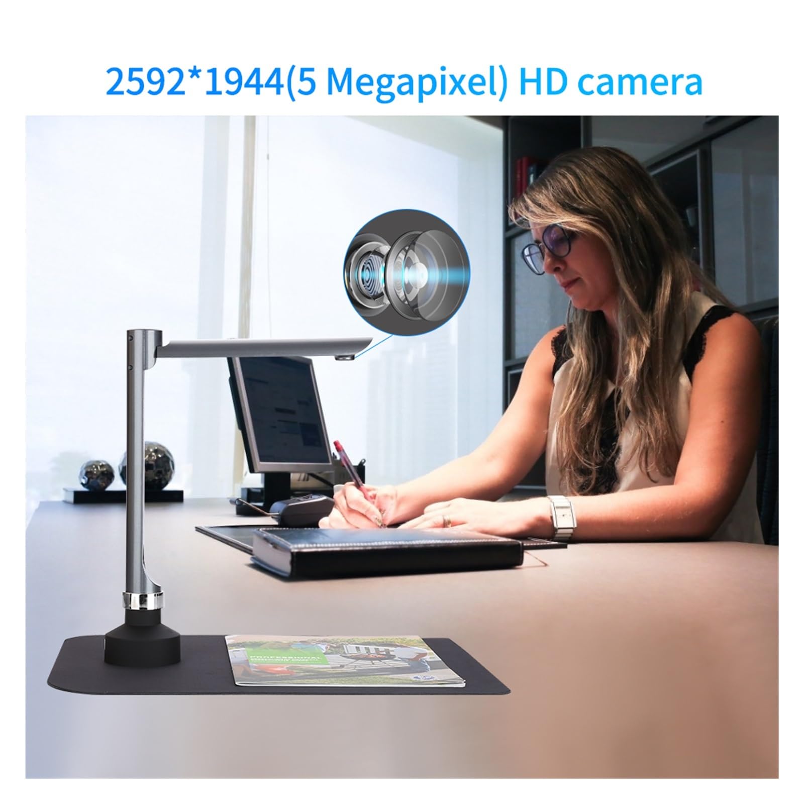 Scanner for fotocamera documenti USB F60A, fotocamera HD da 5 megapixel formato A4 con software didattico a luce LED for la formazione degli insegnanti per l'ufficio