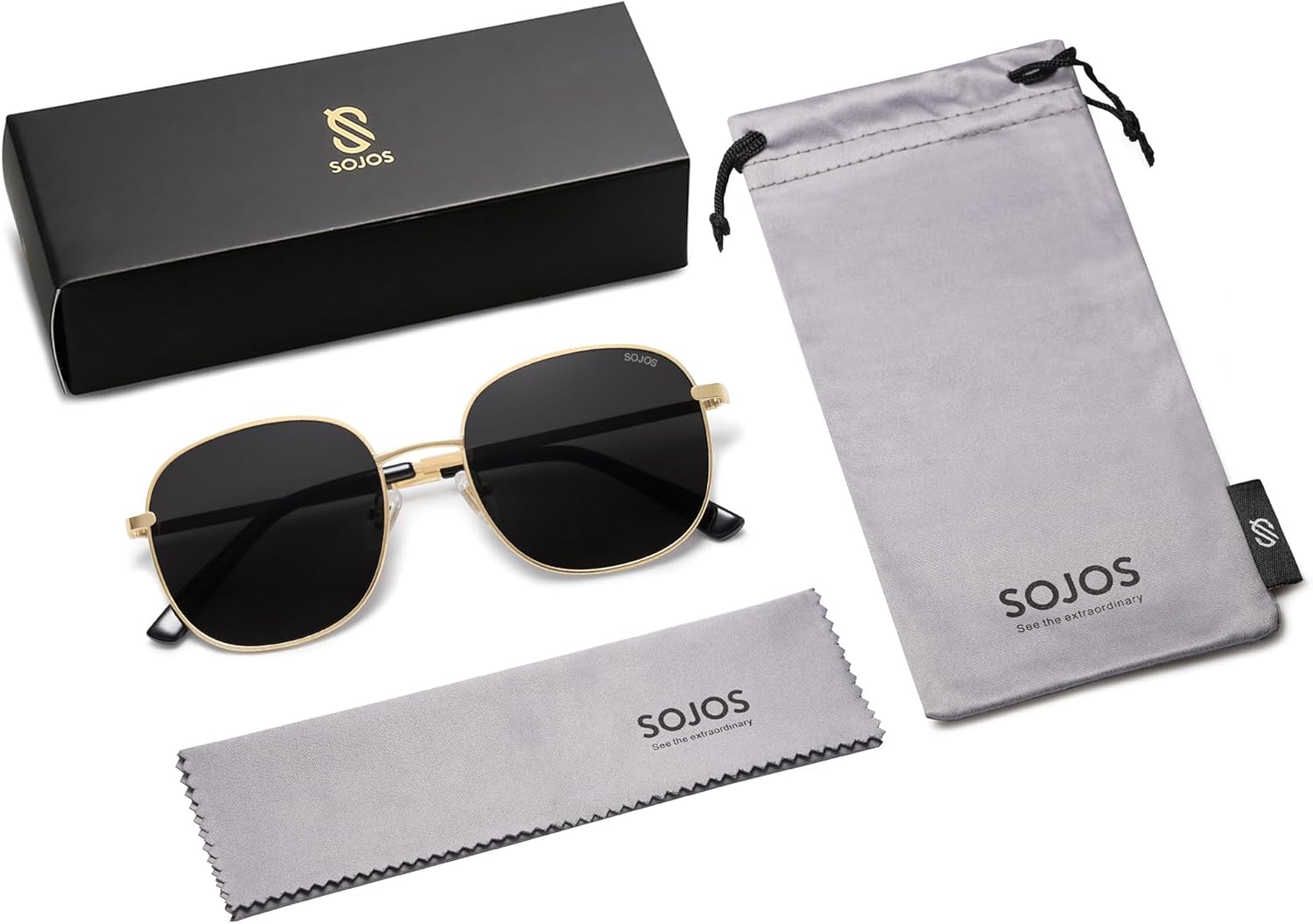 SOJOS Classic Trendy Square Sunglasses for Women Men Cute Big Frame Gold Shades SJ1137 - Image 5