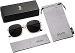 SOJOS Lunettes de soleil classiques Trendy Square pour femmes hommes mignon grand cadre nuances d'or SJ1137