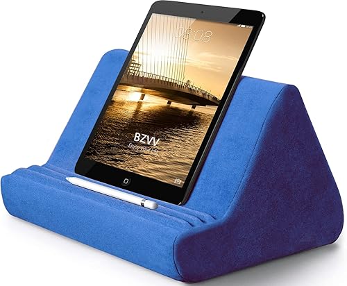 Almohada suave para tablet con bolsillo, ángulo de visión ajustable de 3, soporte perezoso para sofá de cama, compatible con iPads, tabletas,