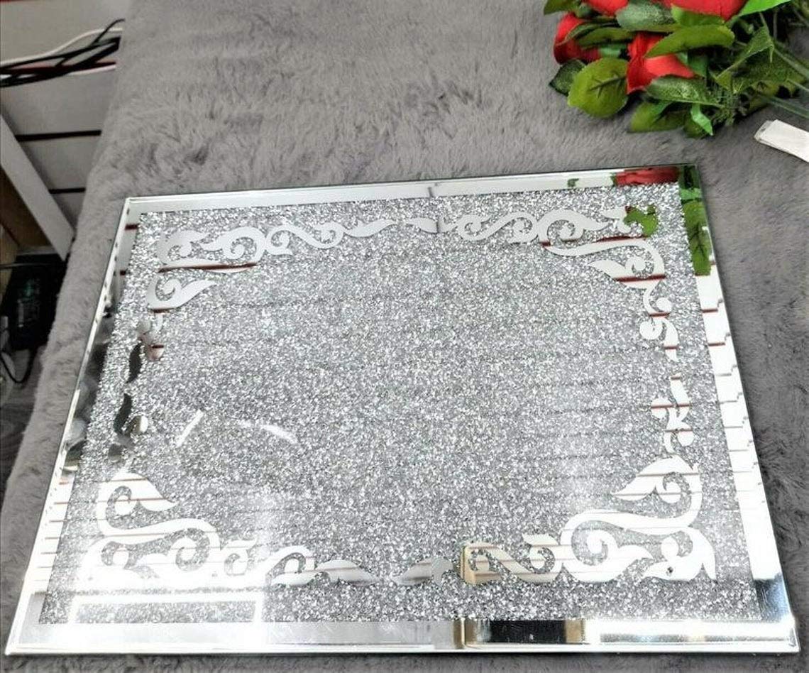Touch of VogueCrushed Diamond Silver Crystal Chopping Board Glass Worktop Saver Chopping Board Heat Resistant Toughened Glass Kitchen Worktop Saver 30x40cm, (Silver)