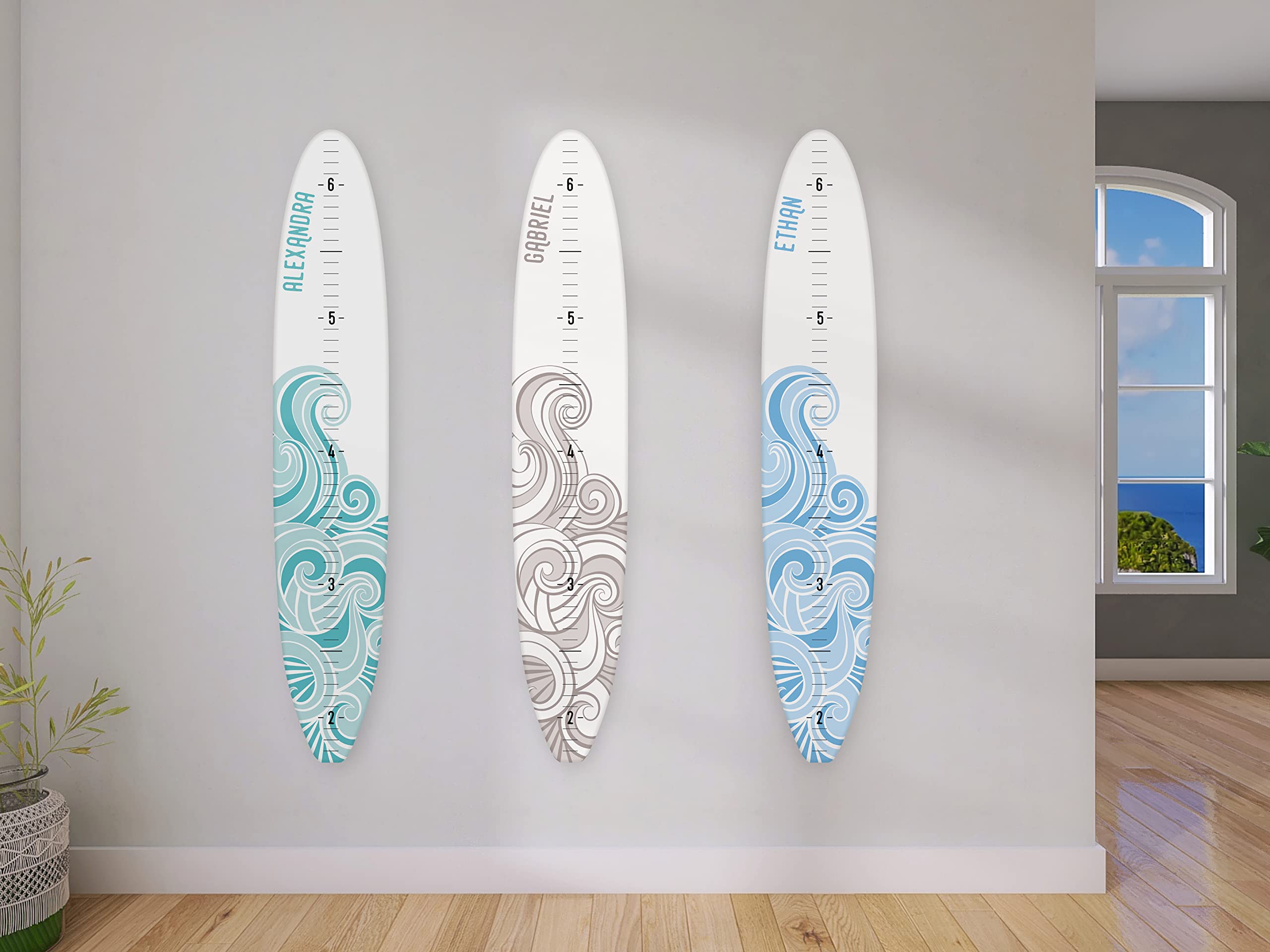 Surf Boared Ruler Surf Board Decor For Wall Growth Chart | Wooden Growth Chart | Growth ...