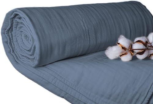 Miniatura 5 de Sleep & Beyond Manta de muselina 100% algodón orgánico, suave y transpirable, 4 capas de gasa doble, reversible, certificado GOTS, certificado Oeko