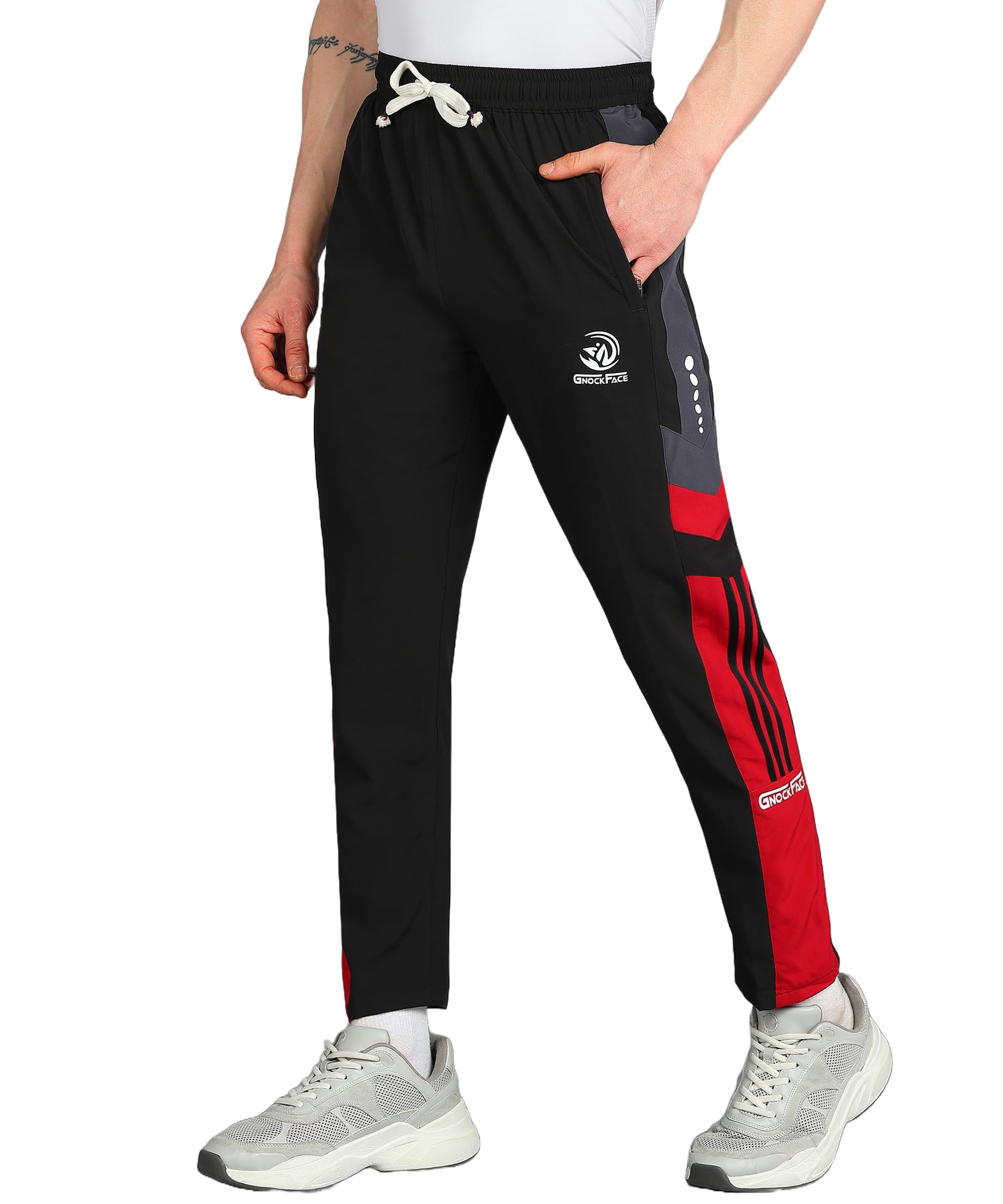 gnockface Lightwaight 3 Zipper Pockets Regular fit Running Track Pants for Men | Lowers for Men |Sports Track Pant for Men Polyester-picture-28