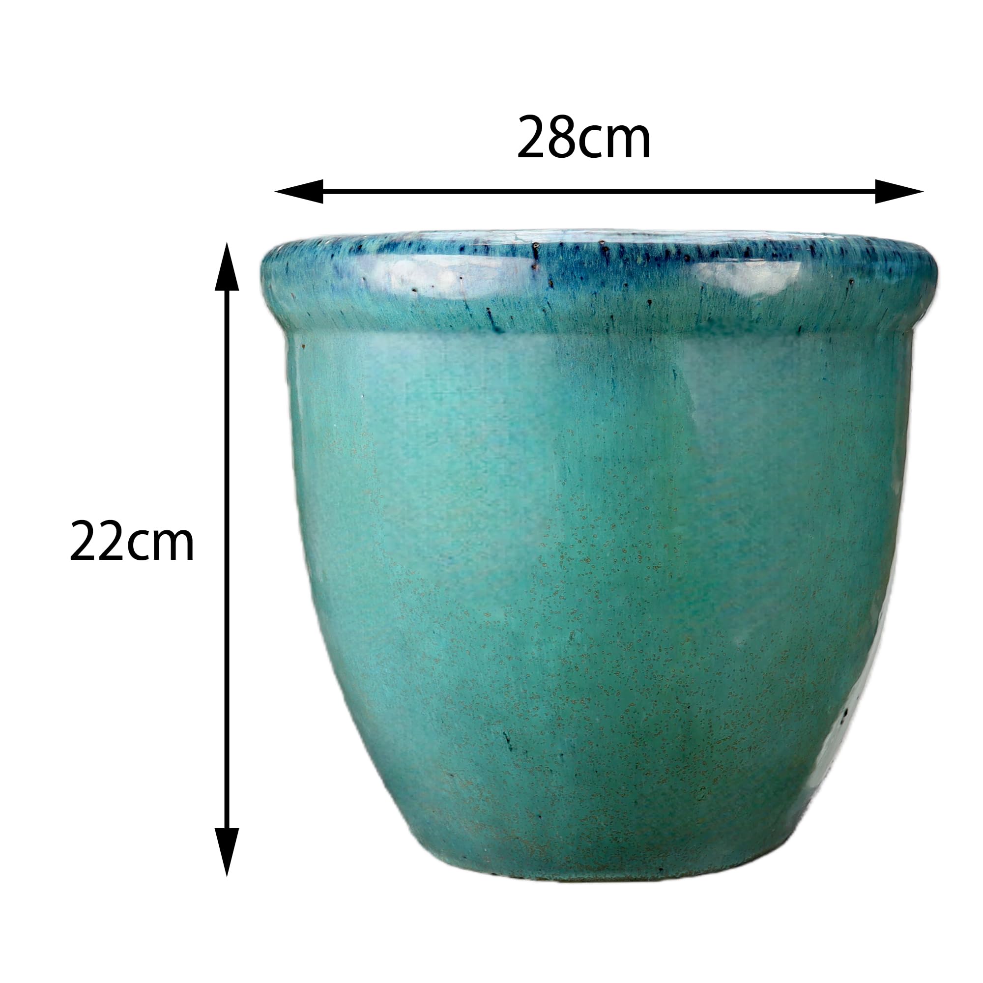 Steinzeug-Blumentopf/Pflanzkübel Farmer Grün-Blau 28x22cm frostfest