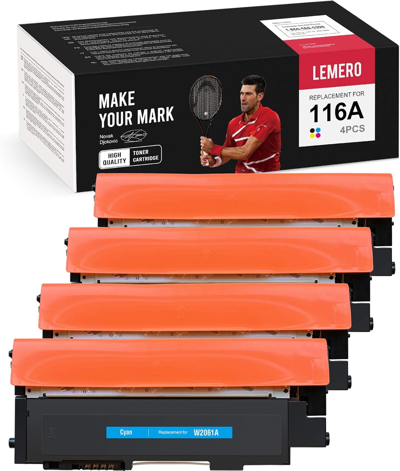 LEMERO Compatible Toner Cartridge (with Chip) Replacement for HP 116A to use with Color Laser MFP 178nw 179fnw 178nwg 150a 150nw 179fnw Printer (Black, Cyan, Yellow, Magenta, 4 Pack)