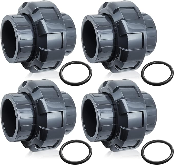 PVC Union Pipe Fitting, 4Pcs 1inch Slip Union Coupling