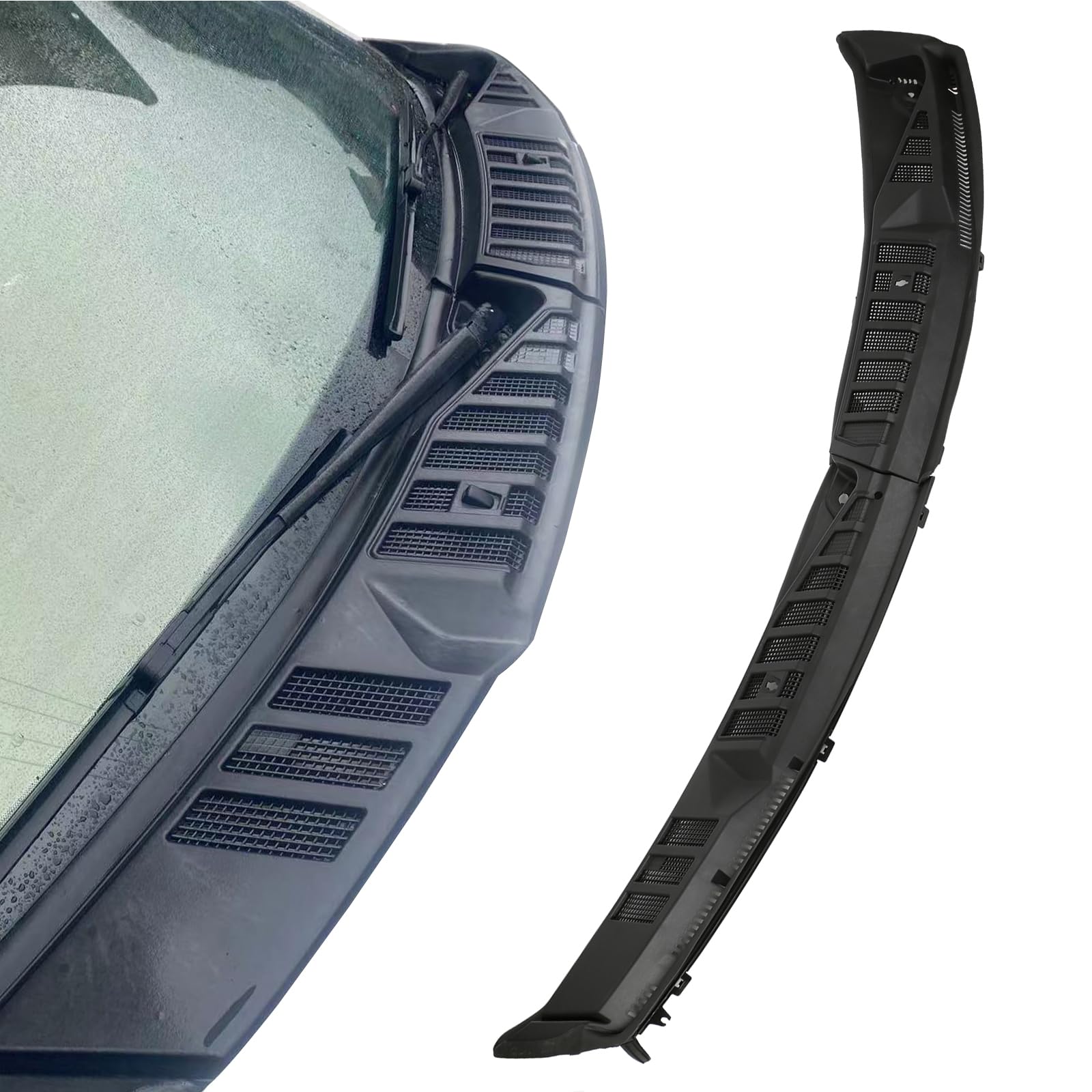 Driver and Passenger Side Windshield Wiper Cowl Top Panel Cover Wiper Cowl Grille Insert Panel Without Wiper Nozzle Compatible with Ford F-150 F150 2015 2016 2017 2018 2019 2020