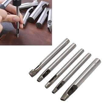 5PCS Leather Hole Punch, Oval Shape Hole Punch Belt Cutter Tool Leatherworking Tools Hollow Puncher for Watch Bands Belts