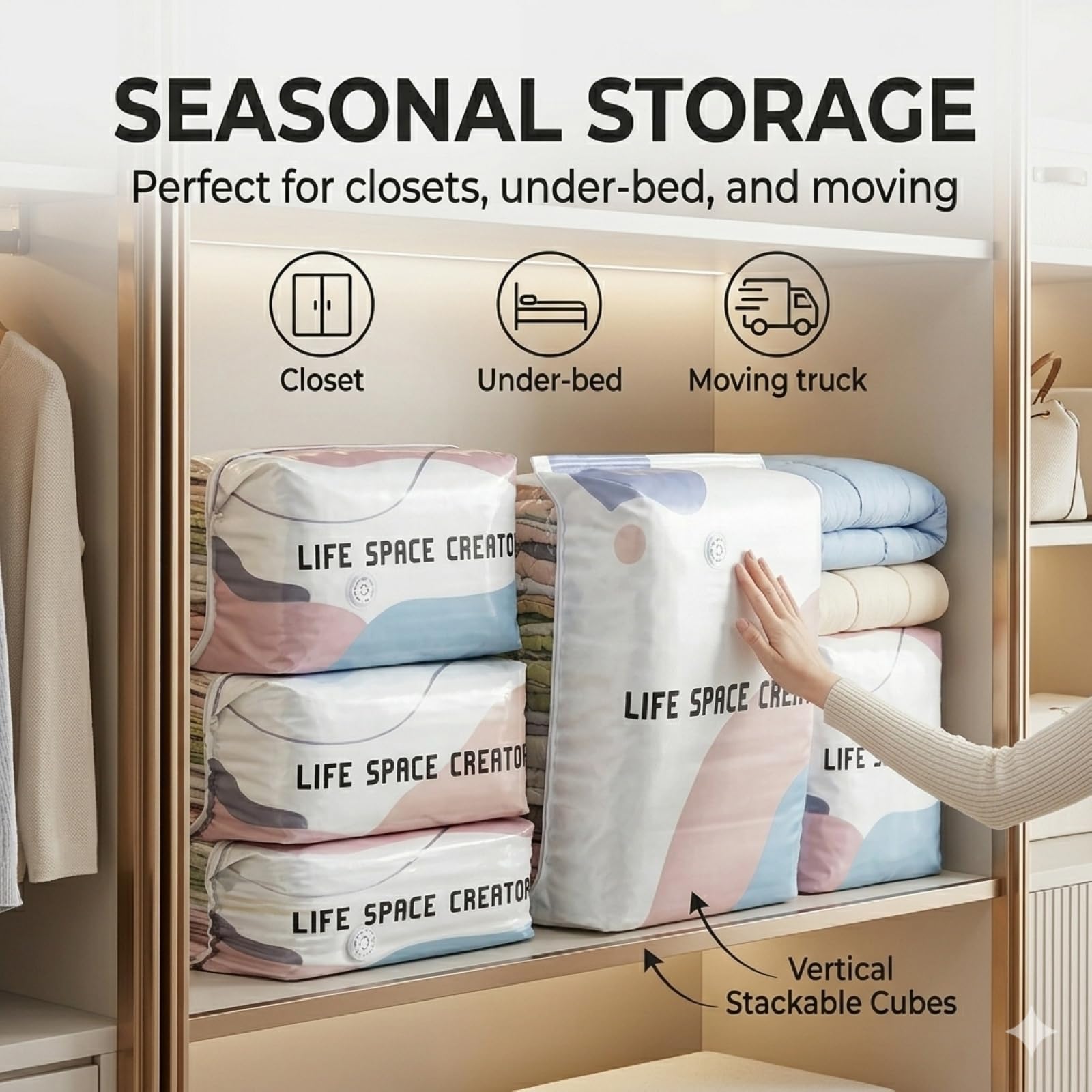 Bolsas de vacío 3D sin bomba, bolsas de almacenamiento de compresión herméticas para ropa, bolsa de compresión resistente de gran capacidad para almacenamiento de ropa de cama, almacenamiento al vacío