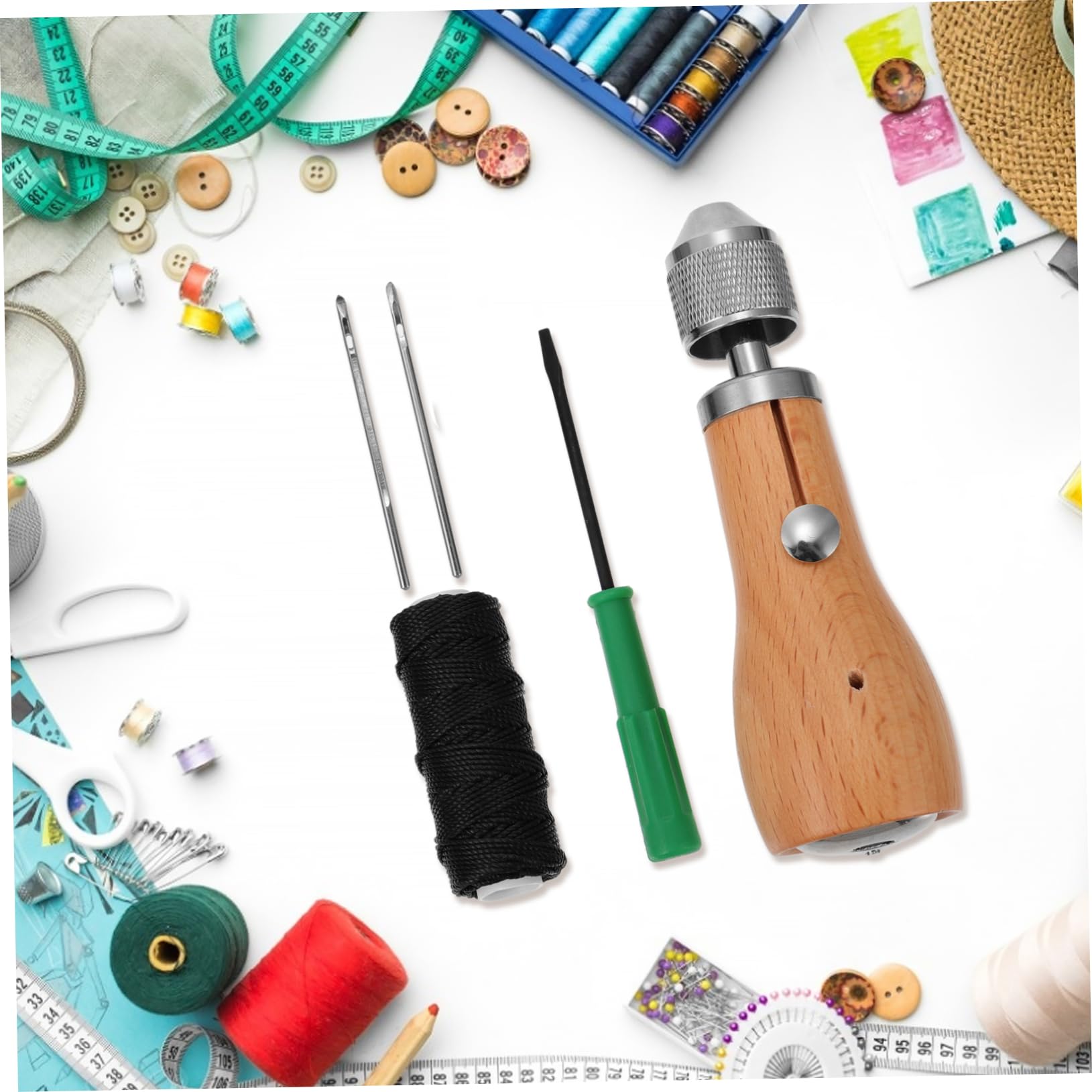 STOBOK 3juegos Kit De Herramientas Para Coser Punzón De Coser Agujas Hilo Encerao y Destornillador Diseño Ergonómico Para Proyectos De Bricolaje y Reparación De Bolsas y Calzado