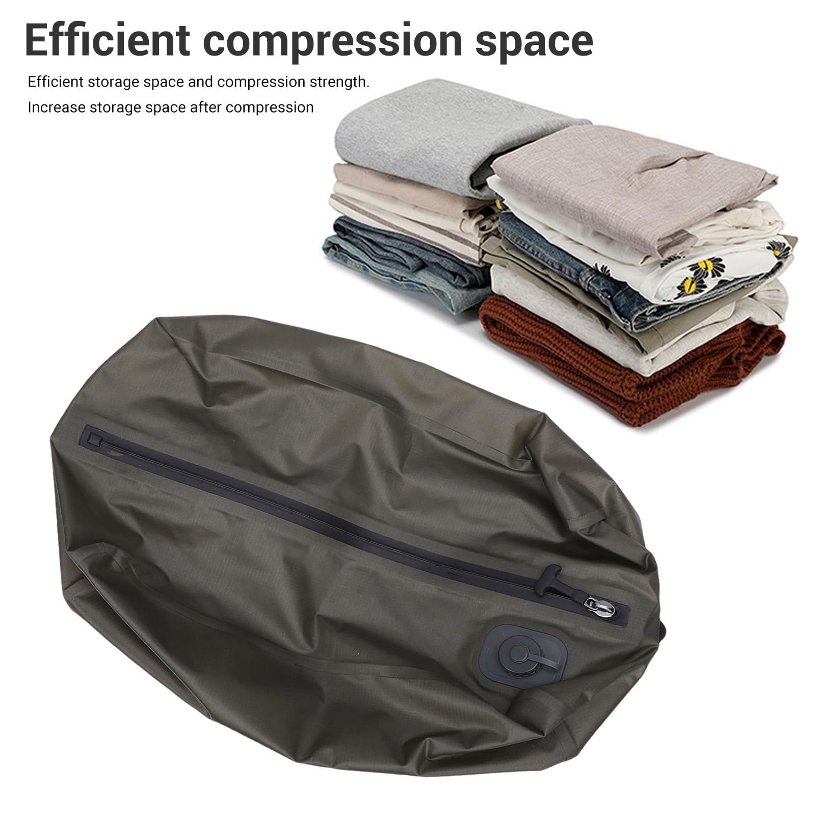 Luocute Sacco Sottovuoto da Viaggio Riutilizzabile, Sacco a Compressione Pieghevole da 20 Litri con Pompa Incorporata per Abbigliamento e Stoccaggio, Salvaspazio per Viaggi, Campeggio, (Griglia verde)