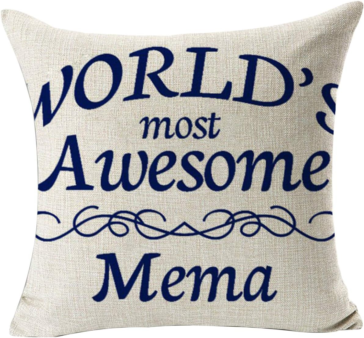 TreelyFarmhouse Pillow Cover 18 x 18 Inch Decorative Pillow Covers for Thanksgiving Props(Mema,Beige)