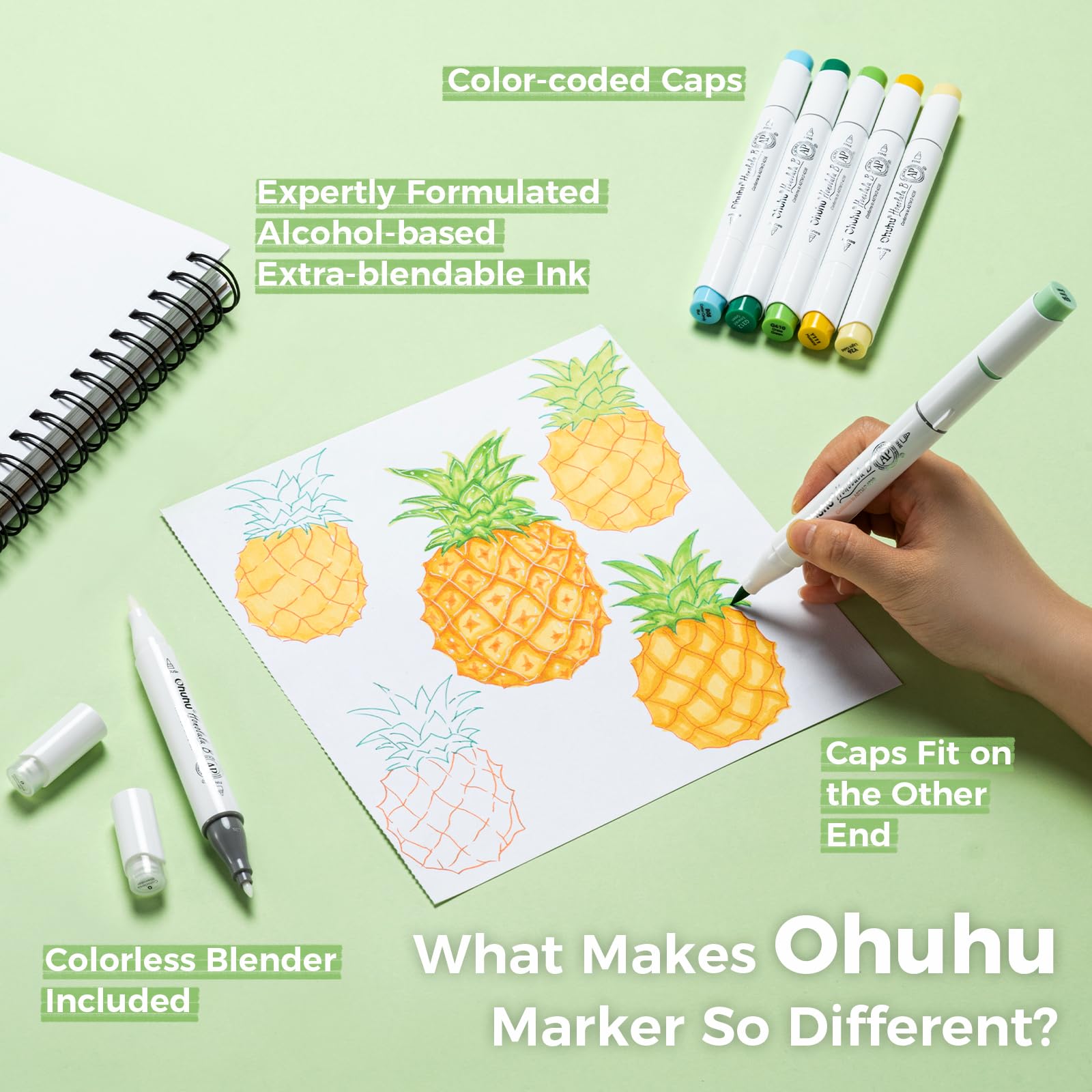 Amazon | Ohuhu マーカーペン 筆タイプ 320色 プロ愛用 イラスト