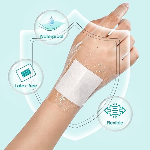 Miniatura 3 de General Medi Apósito adhesivo transparente impermeable para isla (50 unidades, 4 x 4 pulgadas), almohadilla para el cuidado de heridas con borde