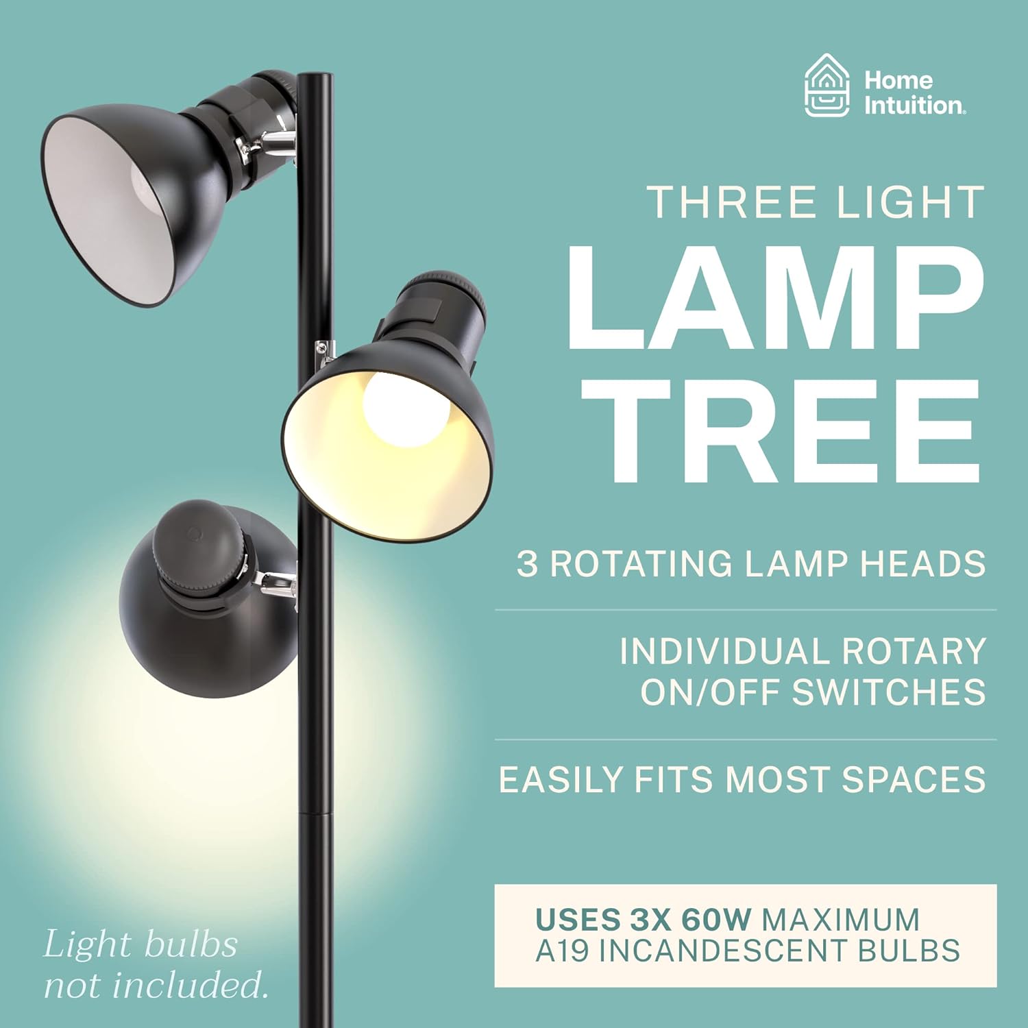 3 light floor lamp adjustable swivel heads for reading