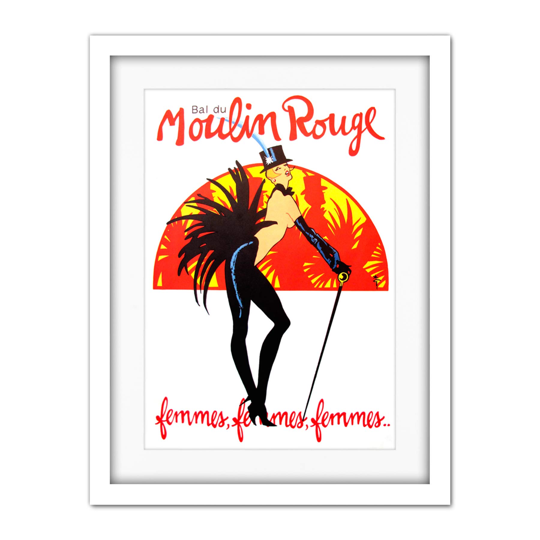 Wee Blue Coo Burlesque Moulin Rouge Paris Girls Artwork Framed Wall Art Print 18X24 Inch