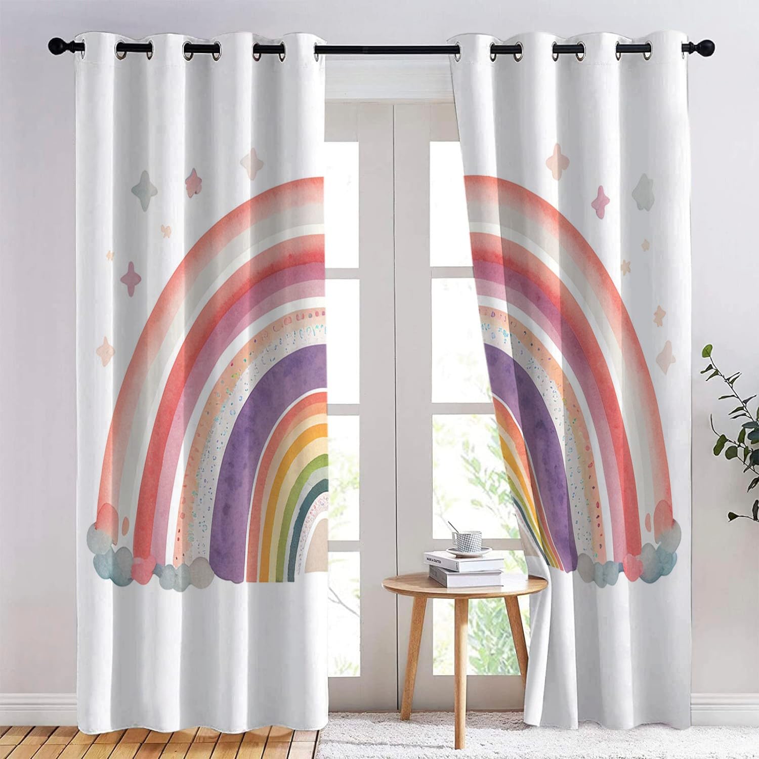 Cortinas para dormitorio de niños, 2 paneles de 91,5 cm de ancho x 214 cm de alto, cortinas opacas de microfibra de poliéster 3D con aislamiento de microfibra de poliéster con ojales blancos