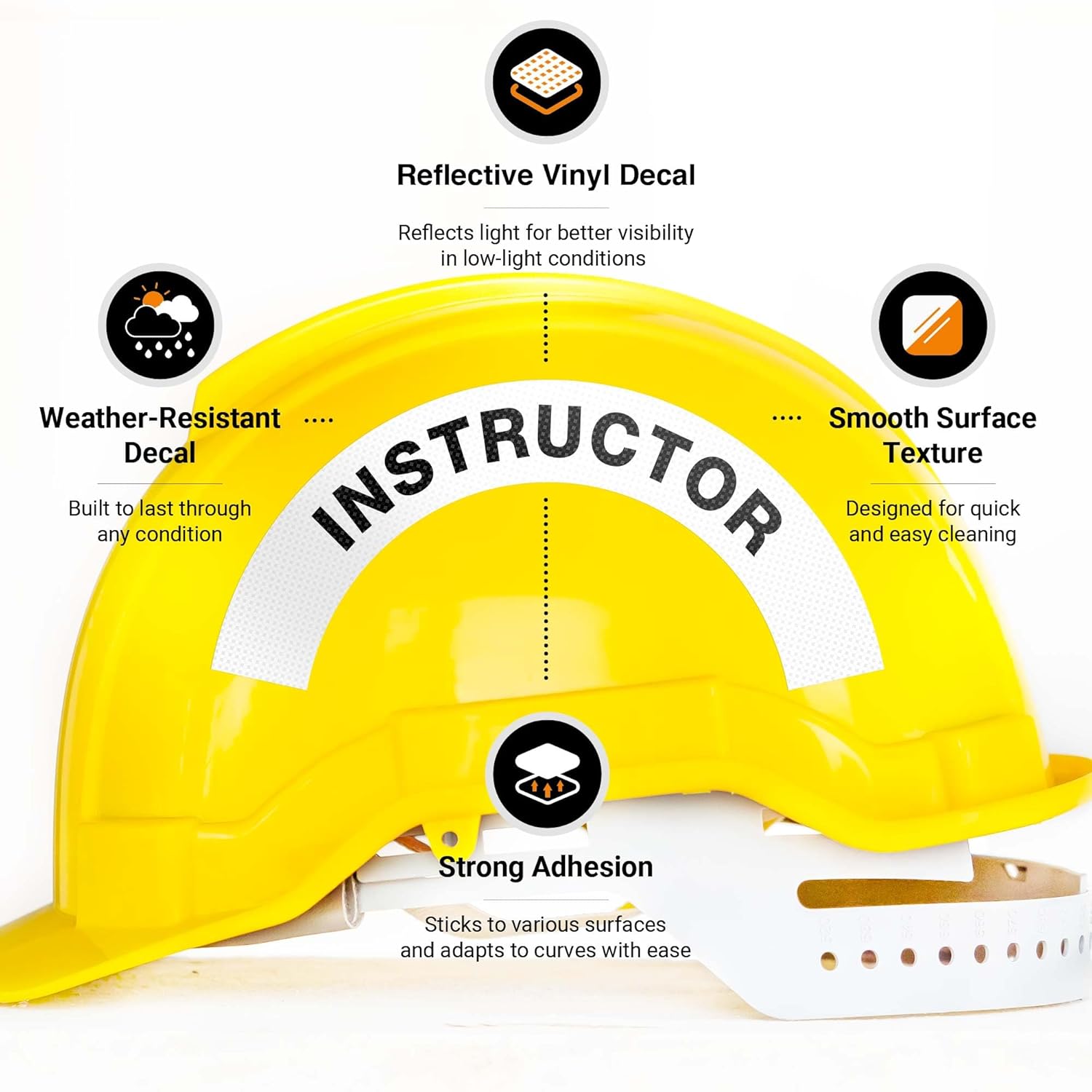 Instructor Hard Hat Sticker, (2 Pack) 3x6.8 Inches, 3M EGP Reflective, Construction Hat Decal, Made in USA by Sigo Signs