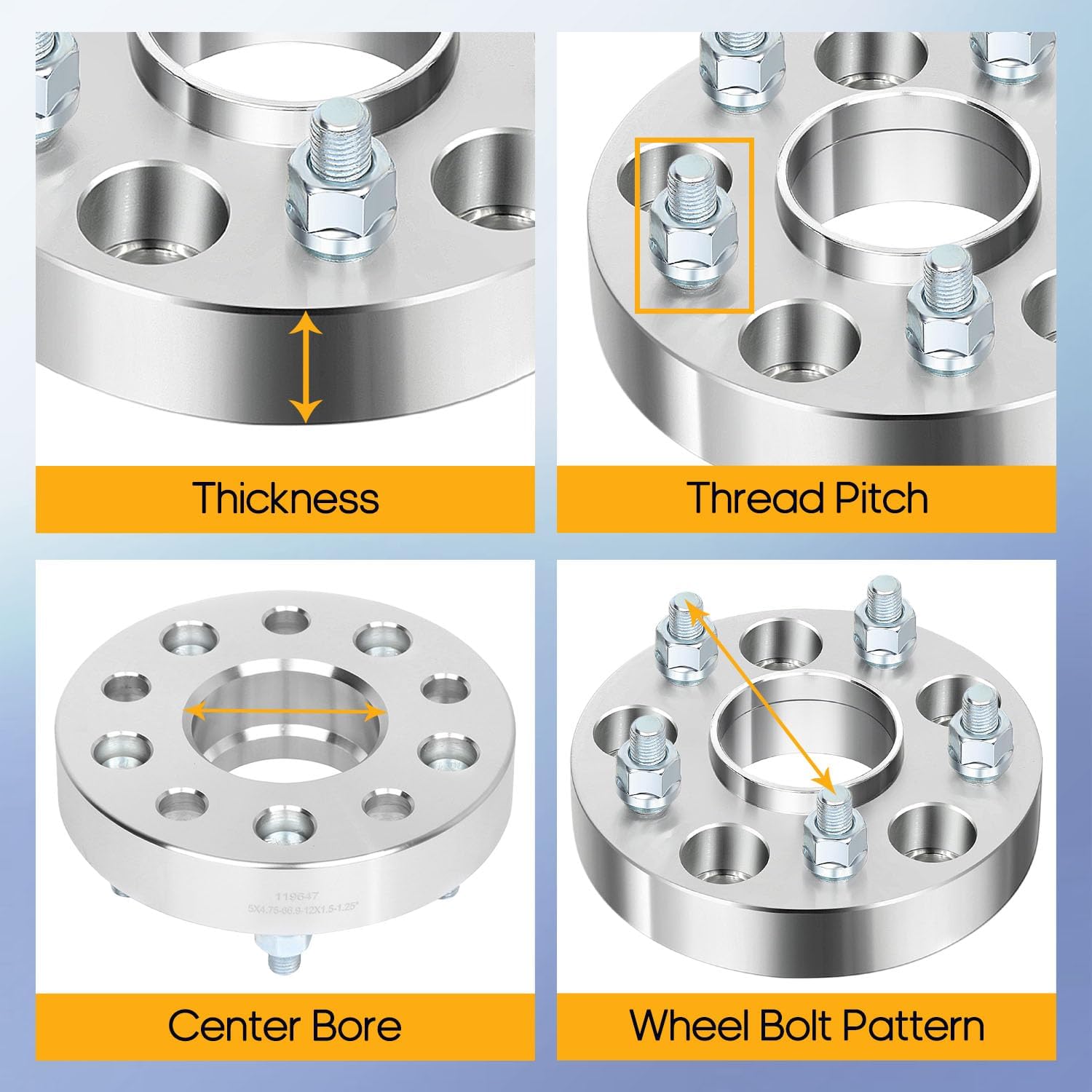 OCPTY 4PCS 5x4.75 to 5x4.75 Wheel Spacers 1.25" Wheel Adapters 12x1.5 Studs 66.9mm Center fit for 2010-2016 for Buick for LaCrosse / 2011-2017 for Buick for Regal / 2008-2019 for Cadillac for CTS