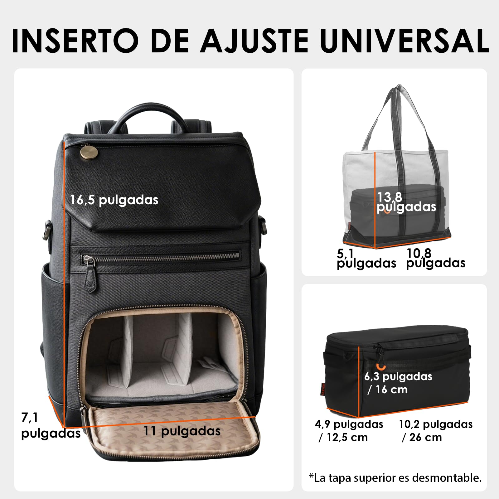 TARION Bolsillo interior para cámara de fotografía: funda interior para mochila, compartimento interior acolchado SLR con manta extraíble para objetivos DSLR Reflex ShellCore (XS)