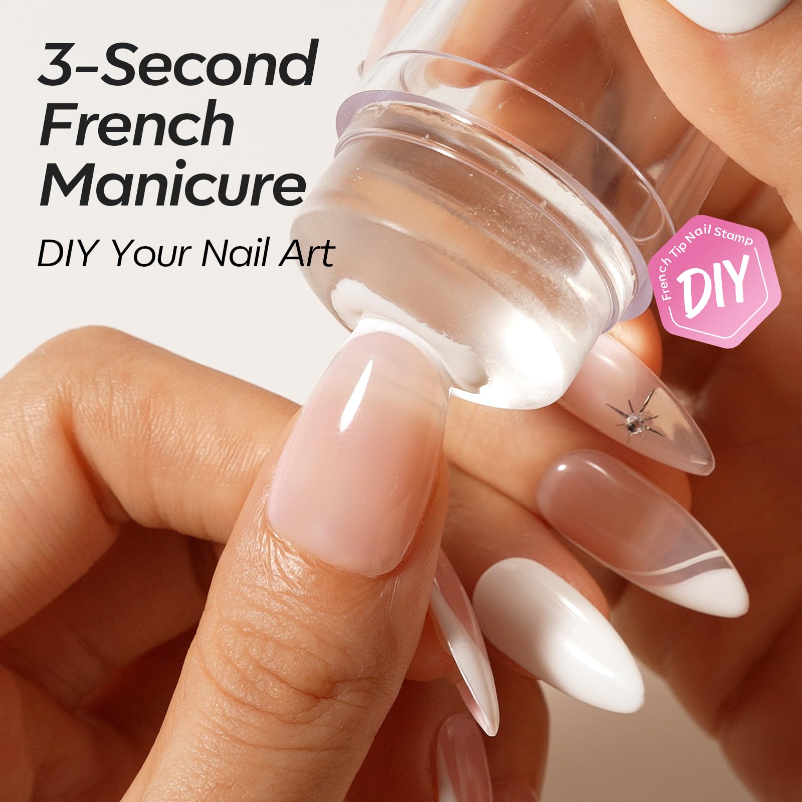 modelones French Tip Gel Nail Polish Set 2 Pcs 15ml Milk White and Nude Pink French Manicure Kit Jelly Nude Soak Off UV Natural Base Color Gel Polish Nail Art Home DIY Gift for Women: 2pcs Clear Gold 3D Ge 0.25 Fl Oz (Pack of 2)