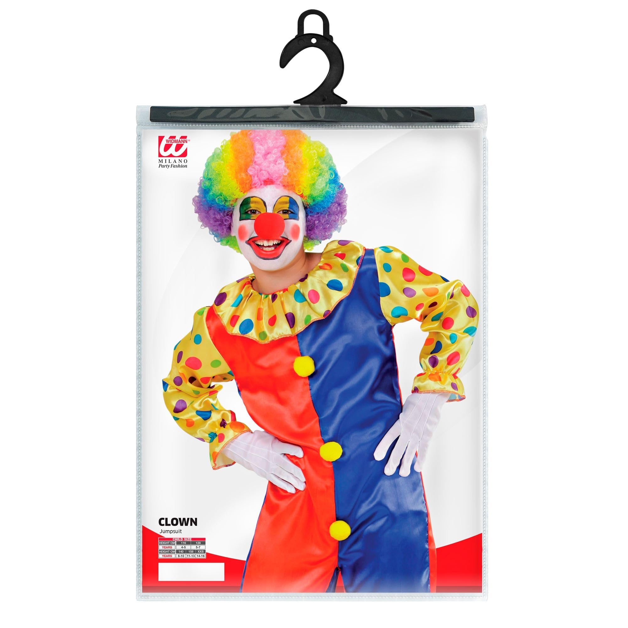 W WIDMANN MILANO Party Fashion 95459 Kinderkostüm Children's Clown Costume, Multicoloured, 164 (EU)
