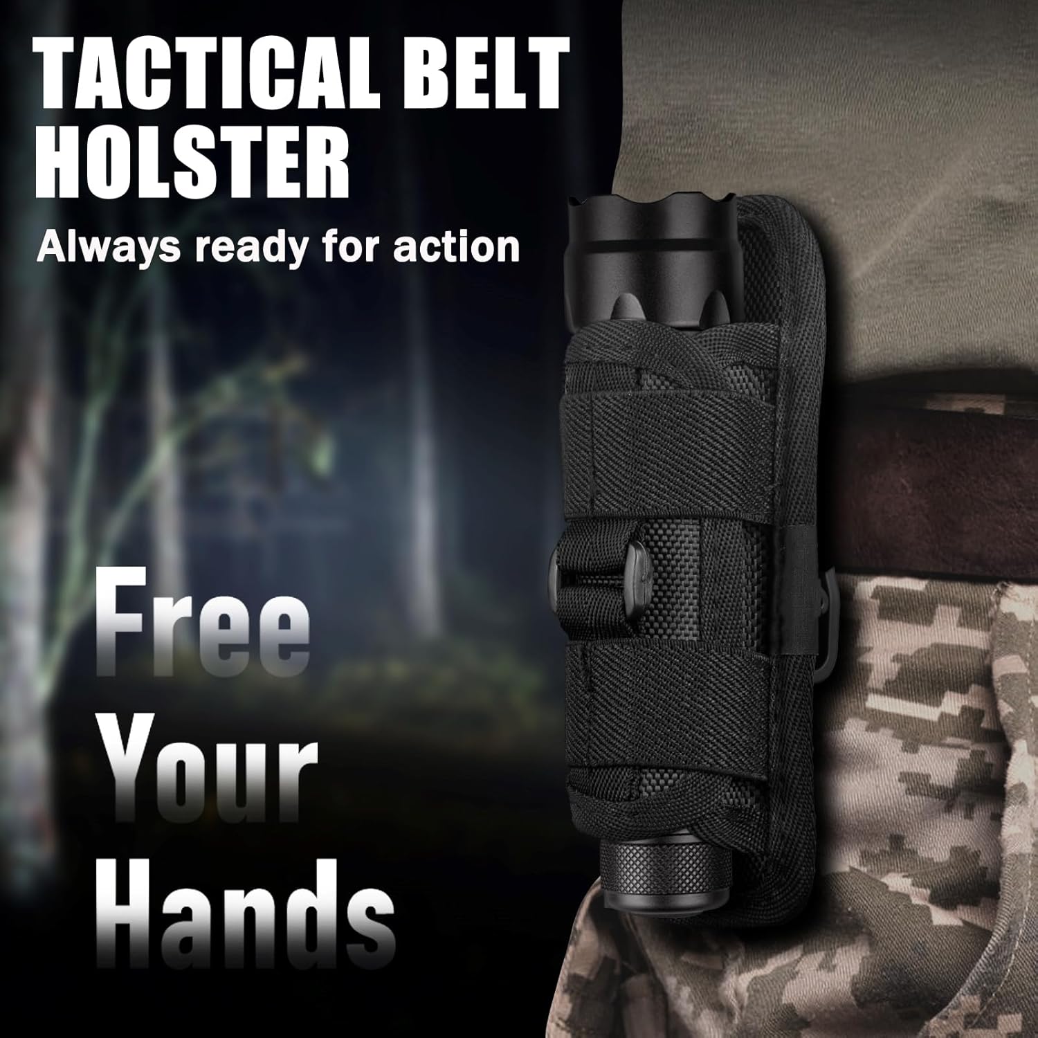 1000 Lumen Tactical Flashlight with Holster, Super Bright Single Mode Law Enforcement - Police LED Flashlight for Security and Duty Belt Mini Torch 502B