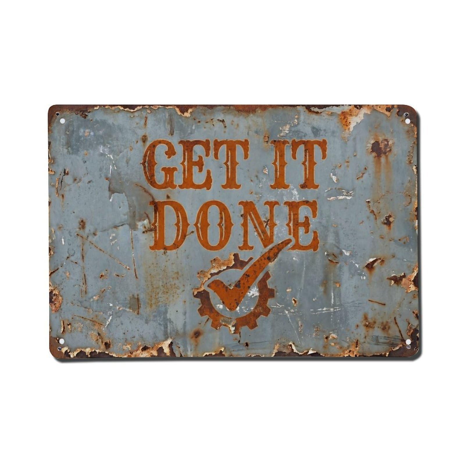 Cmhok Vintage Style Get It Done Office Retro Motivational Slogans 1 Metal Tin Sign Wall Decor For Cafe, Club, Garden Metal Poster 8X12inch