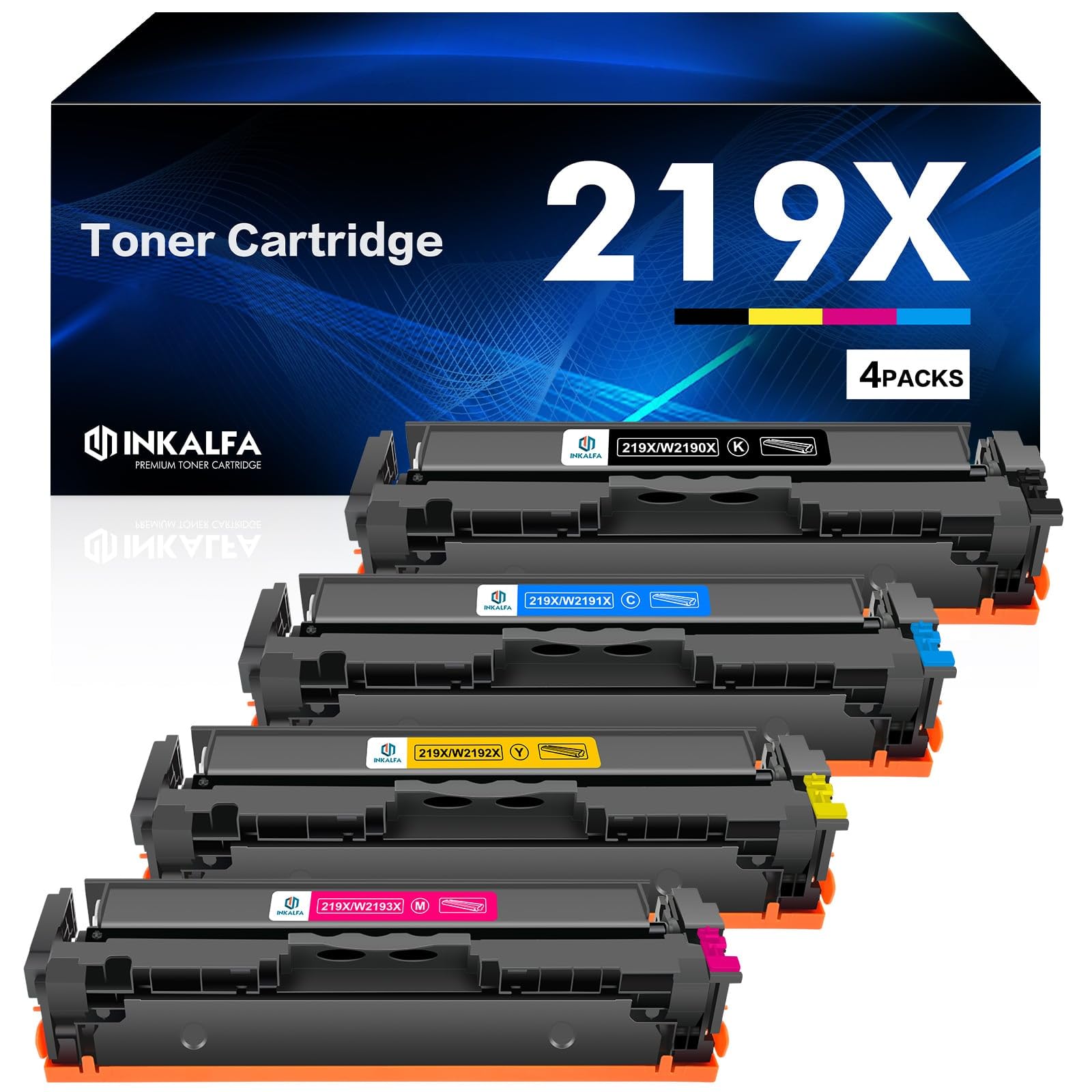 219X 219A MFP 3302FDWG Toner: Kompatible Ersatz für HP 219X 219A für Color LaserJet Pro MFP 3302FDNG 3302SDWG 3302FDW 3302SDW 3302FDN 3202DN 3202DW Schwarz Cyan Magenta Gelb W2190X 4-Pack Kein Chip