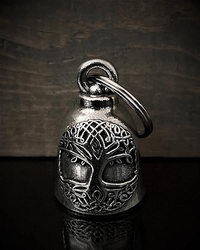 Miniatura 2 de Bravo Bells Campana de Yggdrasil del árbol de la vida celta – Accesorio de campana de motociclista o llavero para la buena suerte en la carretera –